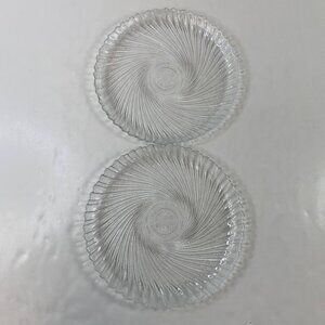 Arcoroc Seabreeze 2 Clear Glass 10" Dinner Plates Textured Swirl Pattern Vintage